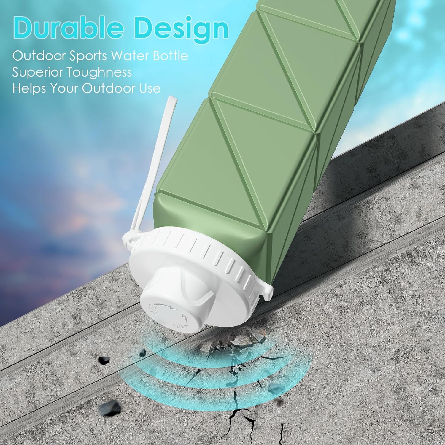 2 pack Collapsible Water Bottles Leakproof Lid –Food-Grade BPA-Free Silicone Travel Bottles–Foldable Water Bottle 610ml for Travel Gym,Hiking,Sports,Camping,Biking School Portable Reusable - Image 5