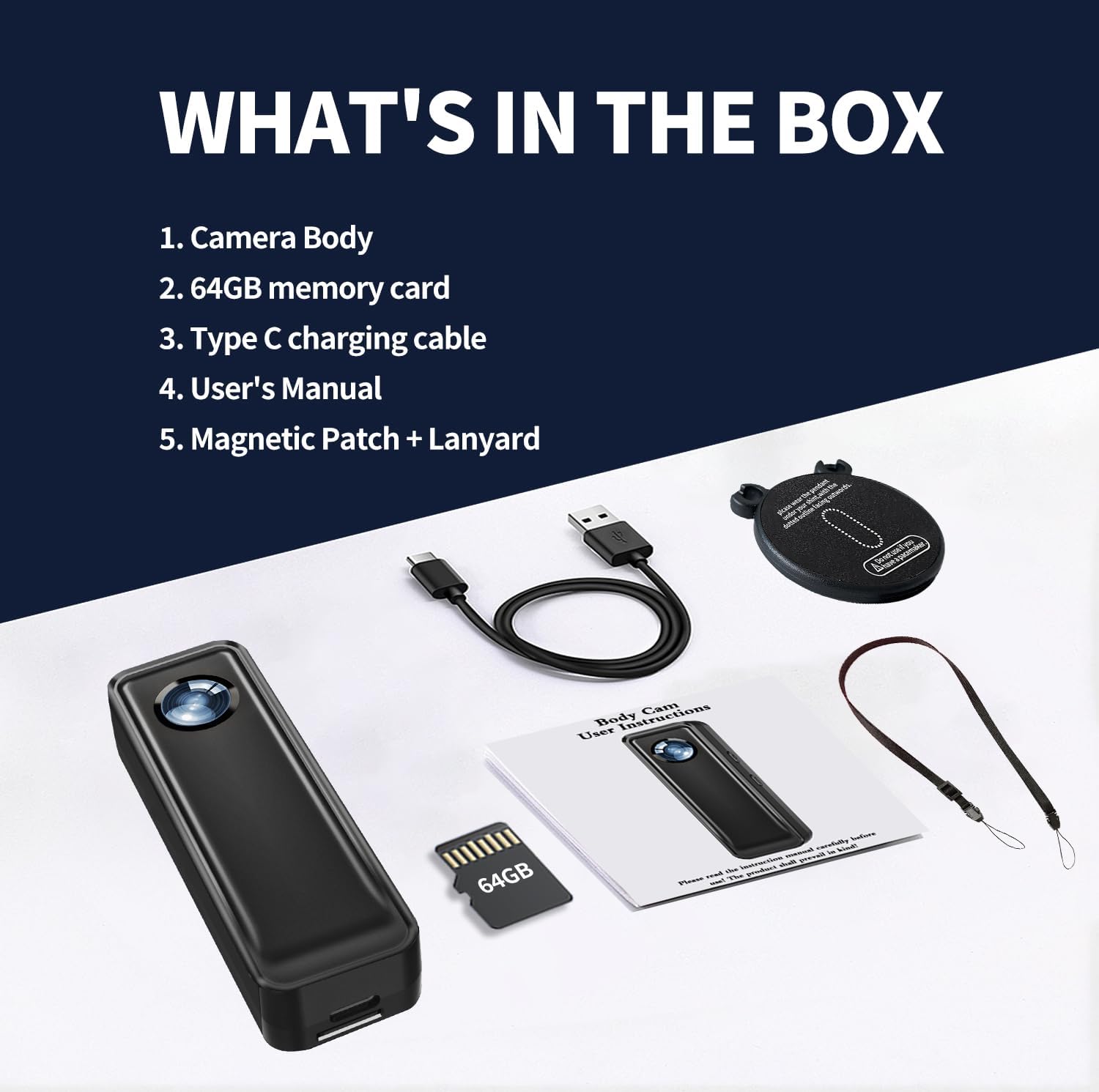 Body Cam, 2.7K HD Action Camera, Mini Body Camera, with 64GB Memory Card Portable Pocket Camera with Magnetic Back Clip Wearable Camcorder Daily Records Easy to Use for Traveling Cycling Home Office - Image 7