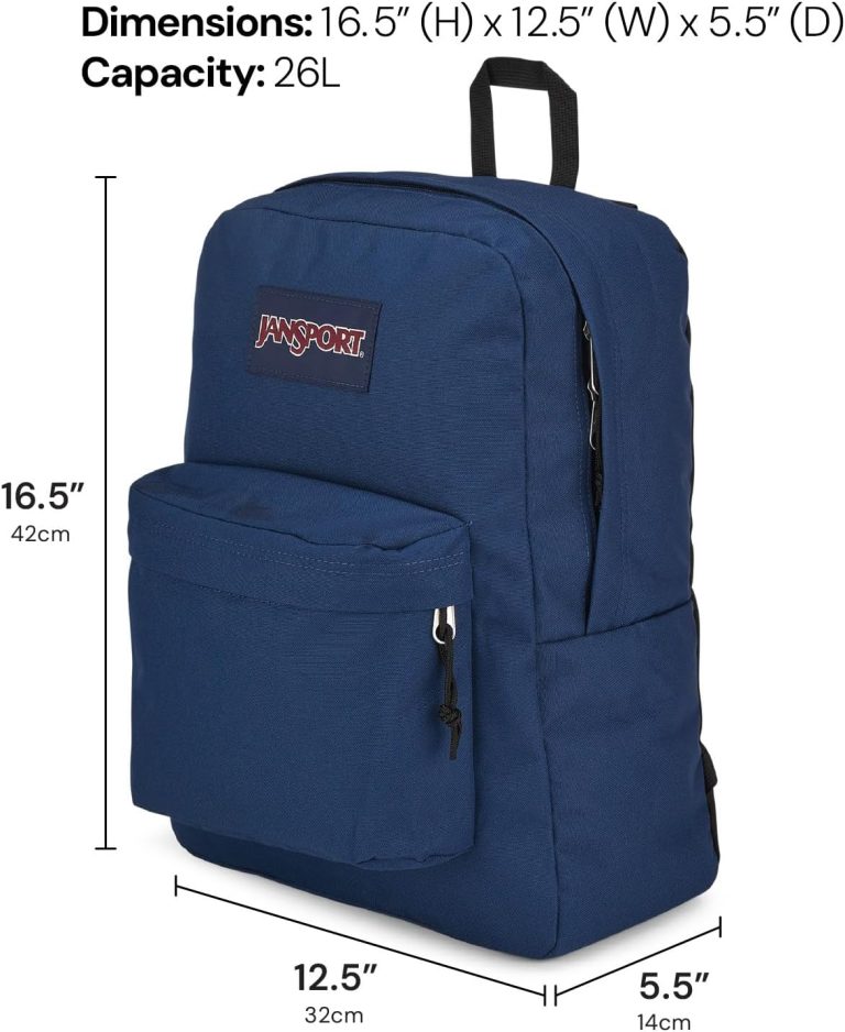 JanSport SuperBreak Plus Backpack with Padded 15-inch Laptop Sleeve and Integrated Bottle Pocket – Spacious and Durable Daypack for Work and Travel – Black