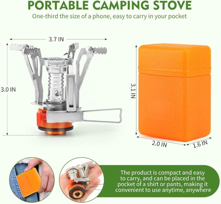 Portable Camping Stove Backpacking Stove, Specialized Camping Stove with Piezo Ignition Stable Support Wind-Resistance, Camp Stove for Camping Hiking&Outdoor Adventure Cooking